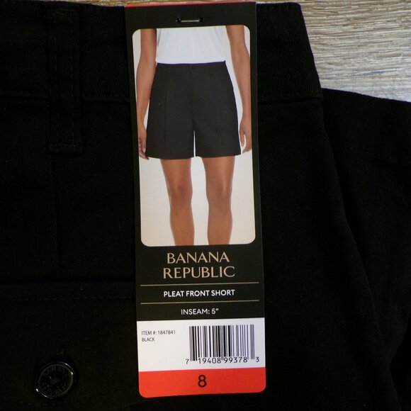 BANANA REPUBLIC Women's NWT Pleat Front Shorts Black Size 8 - Picture 3 of 5